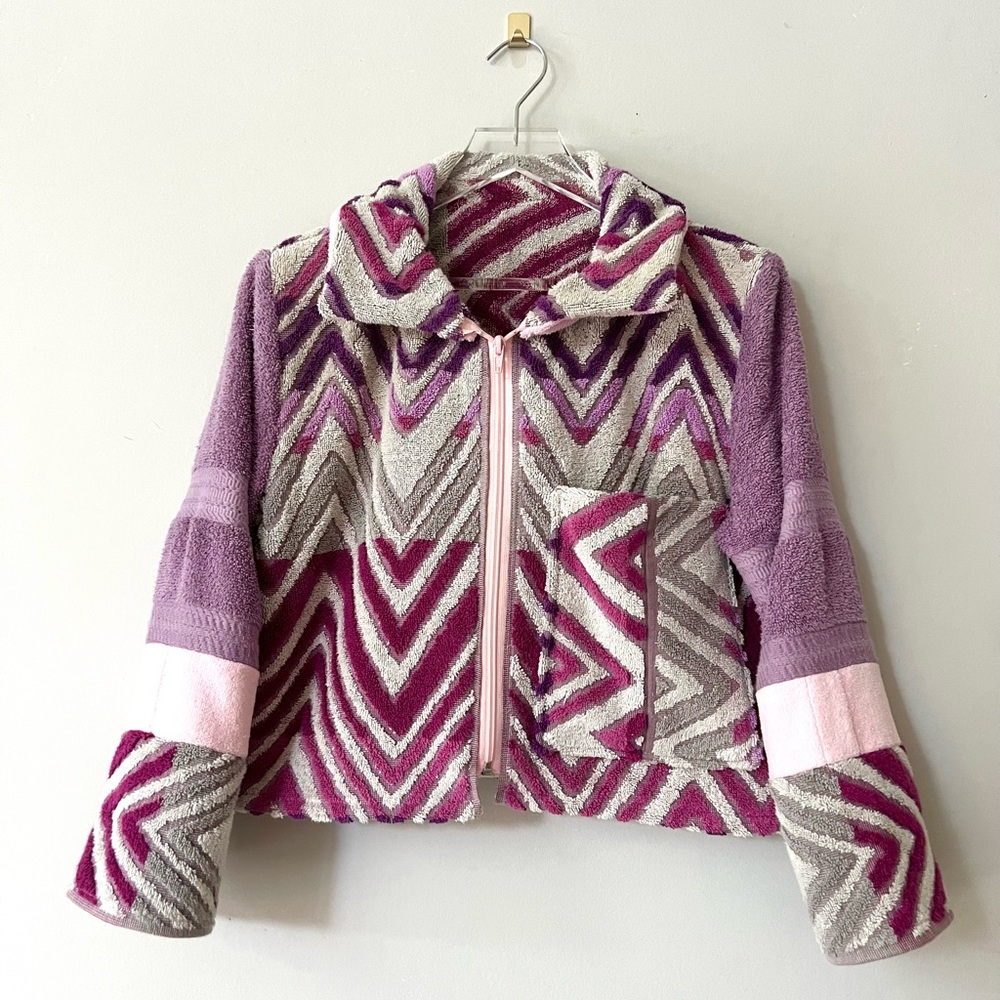 Handmade! Vintage Purple Stripe Terry Towel Zip Jacket Cynthia Rowley